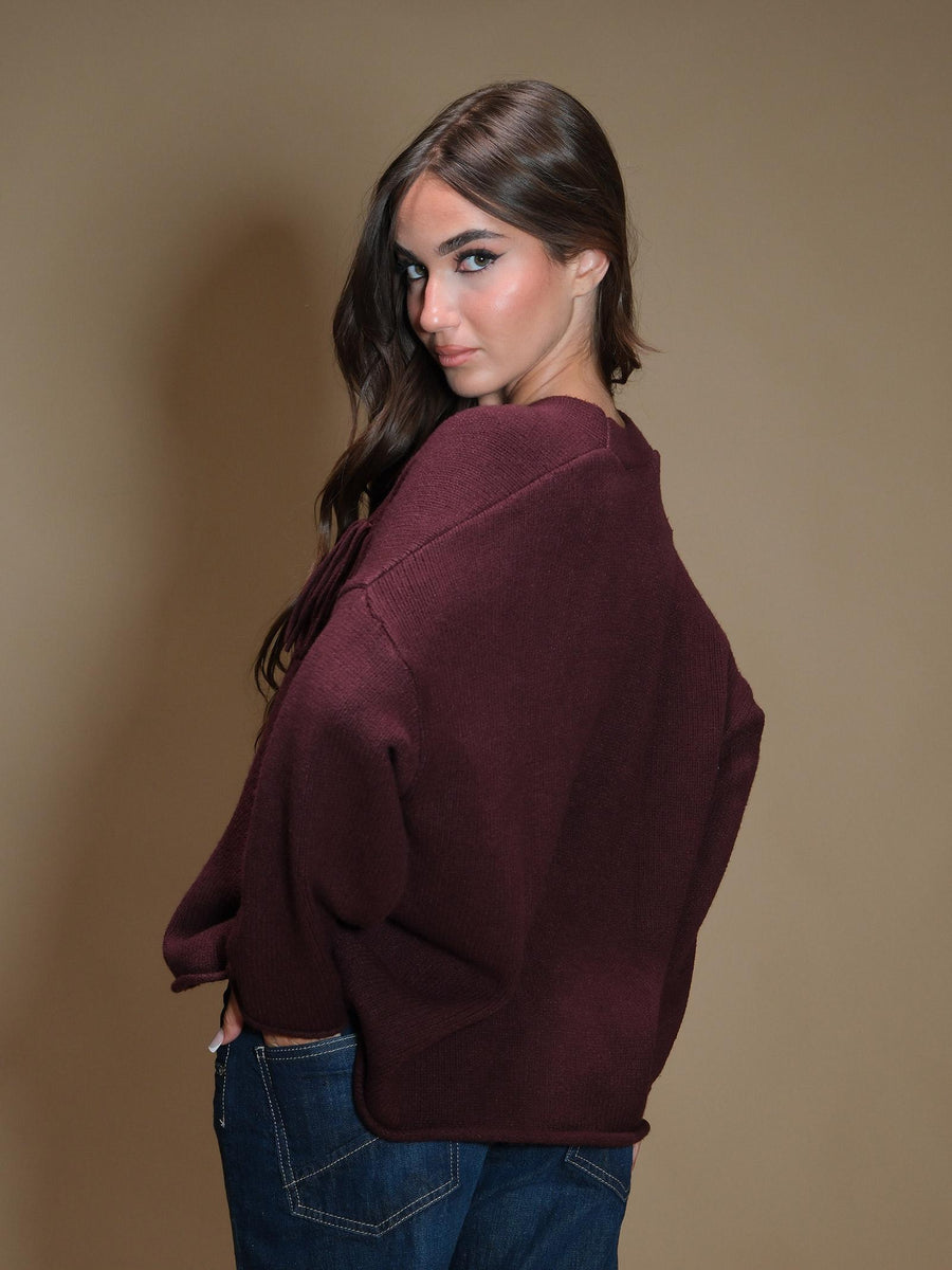 Cardigan Armoire over dettagli frange vino 5R586A VINO Armoire 