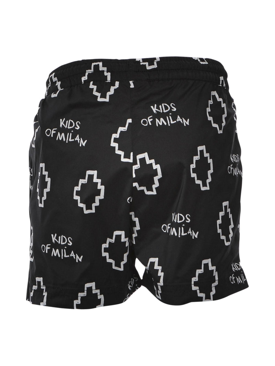 Costume da mare nero con logo cross all over CBFA002S22FAB001 1001 Marcelo Burlon 