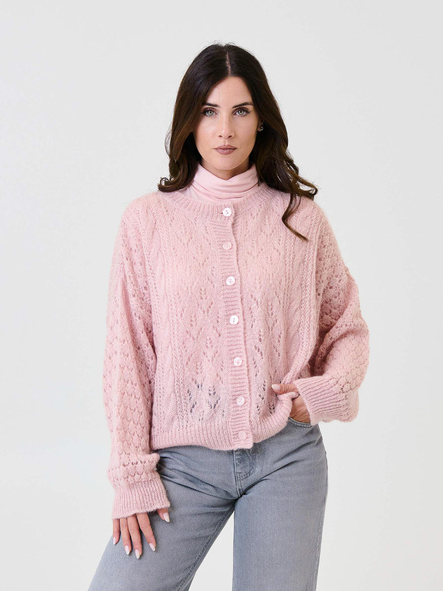 Cardigan traforato Kontatto rosa 3M0912C ROSA kontatto 