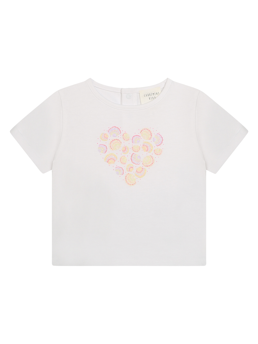 T-shirt bianca in cotone con stampa a cuore Y30115 10P Carrement Beau 