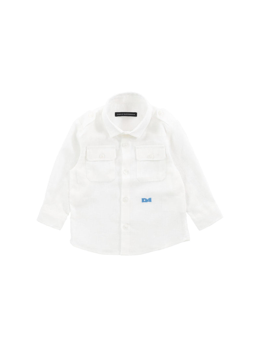 Camicia in lino con due tasche C0823 WHI Alessandrini 
