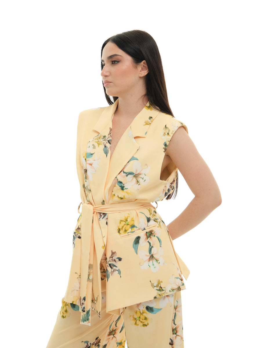 Gilet Vicolo in giallo a fantasia floreale TD2255 GIA Vicolo 