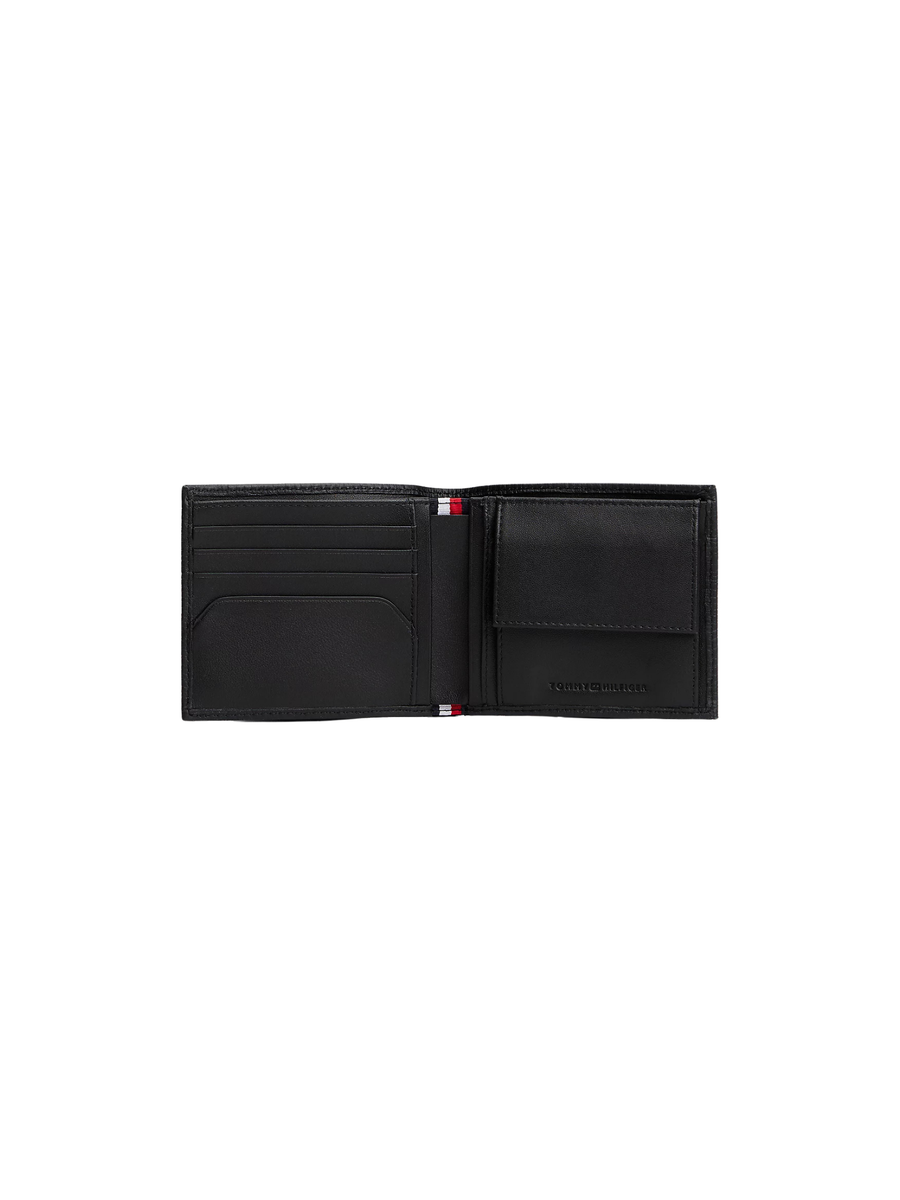 Portafogli bifold Tommy Hilfiger nero in pelle con bandierina AM0AM13709 BDS Tommy Hilfiger 