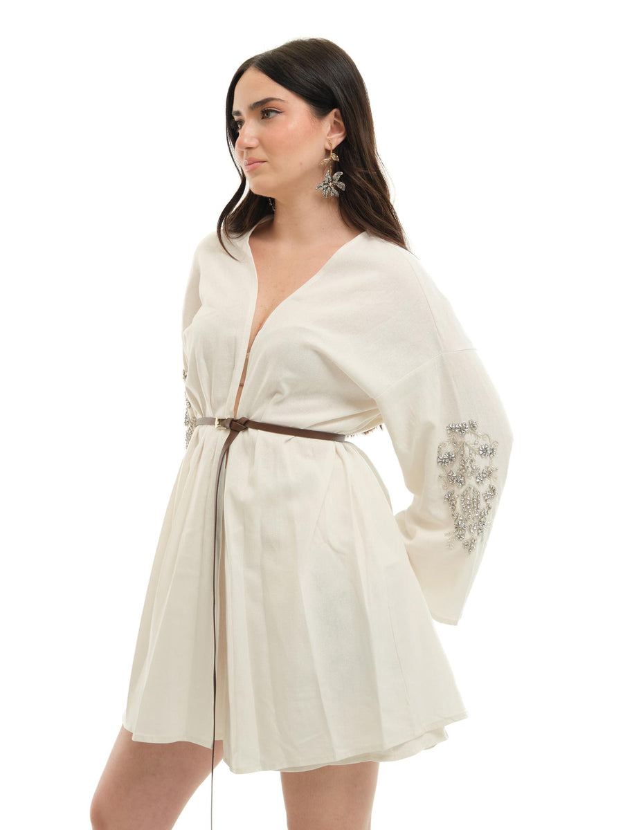 Kimono Haveone burro con applicazioni gioiello KMAN045 BURRO Haveone 