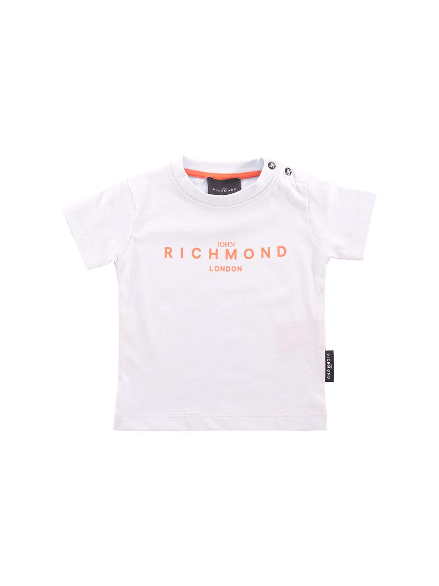 T-Shirt John Richmond azzurra con logo lettering arancione RIP25014TS ICE WATER John Richmond 