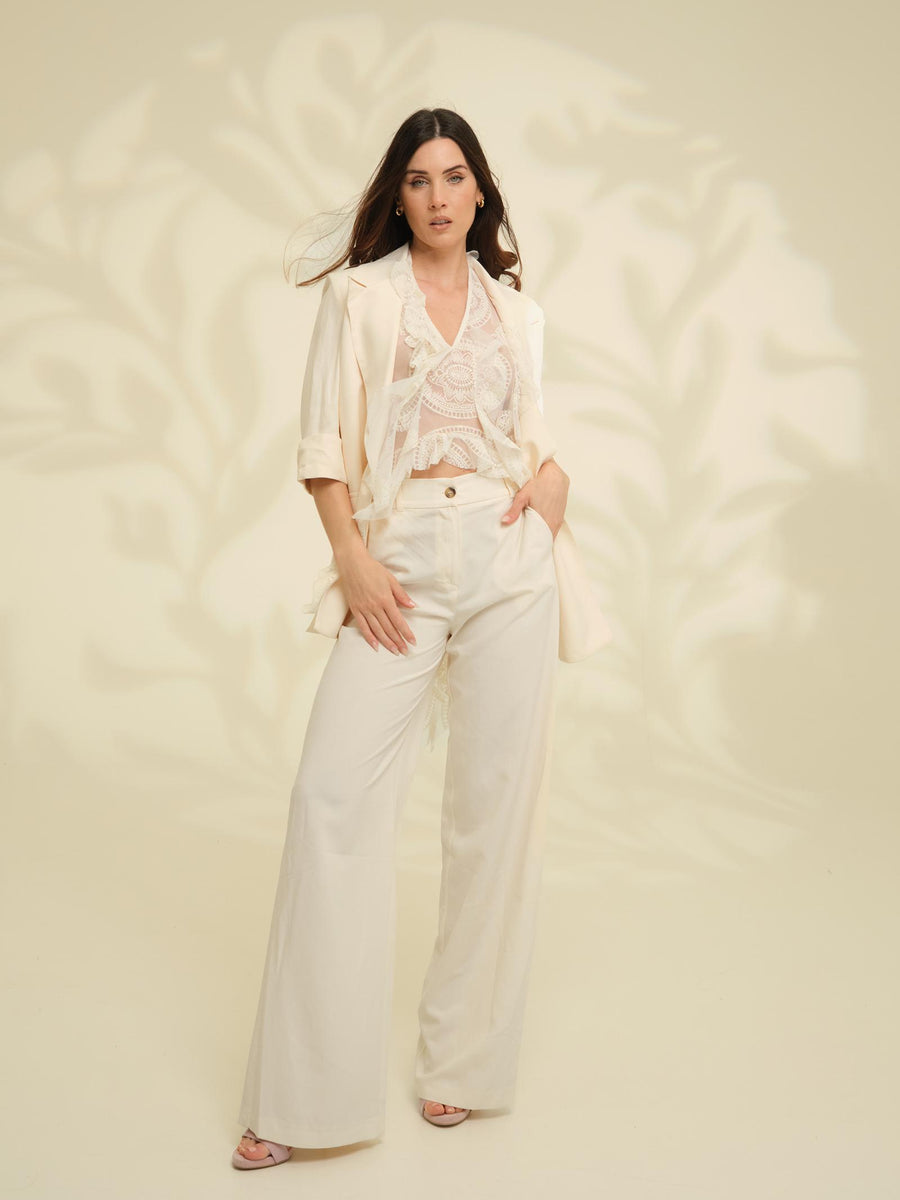 Top in pizzo Haveone bianco con balze RMAN128 BIA Haveone 