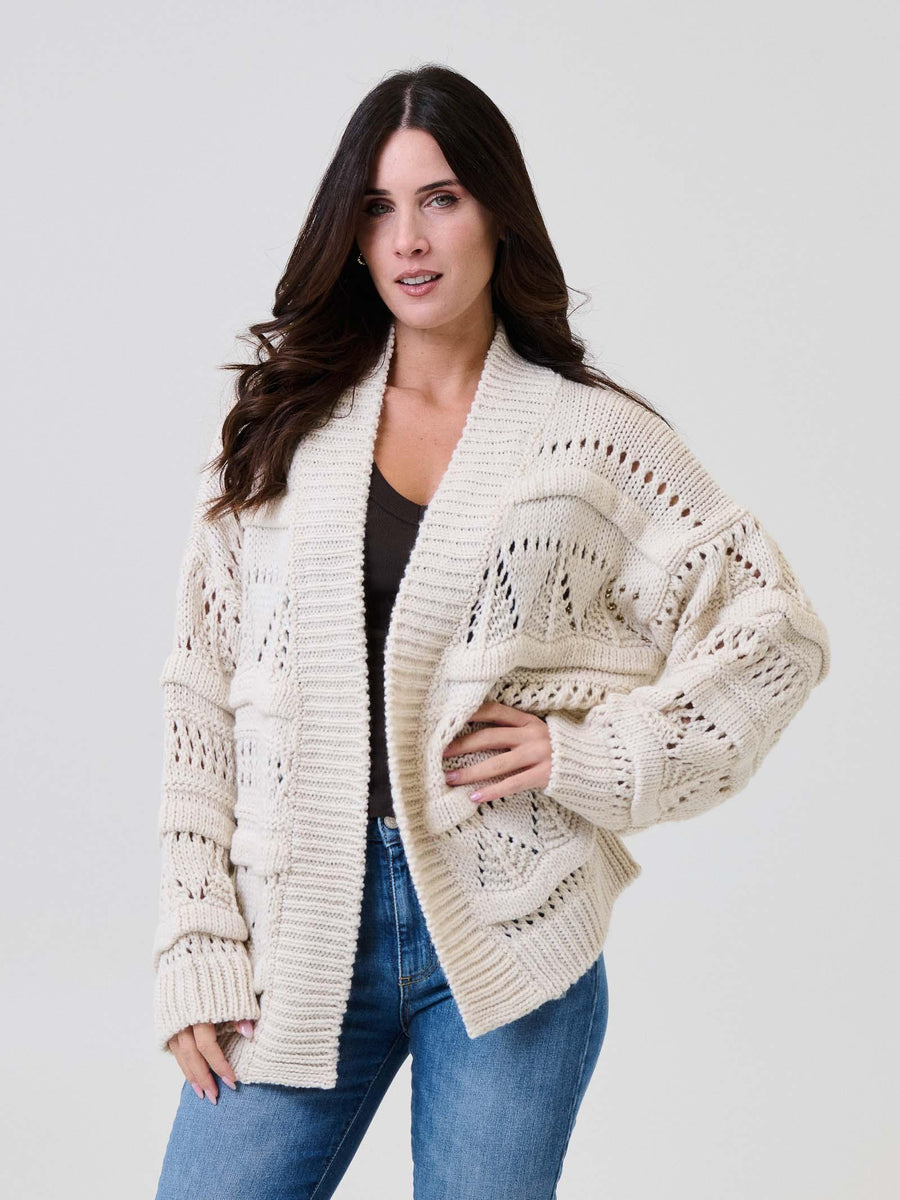 Cardigan Vicolo bianco panna traforato 33047F PANNA Vicolo 