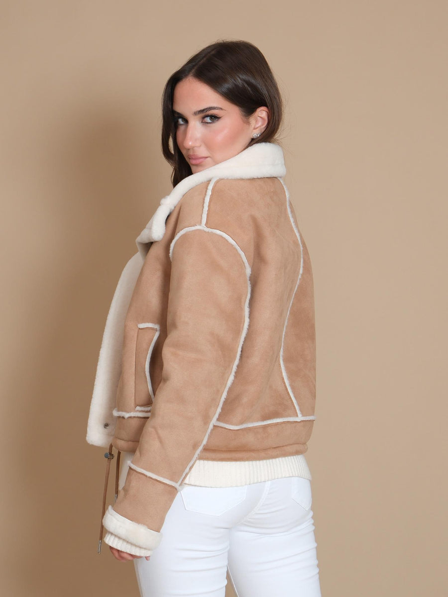 Cappotto montone Rino & Pelle cammello con dettagli panna Beck.7002412 TWI Rino & Pelle 