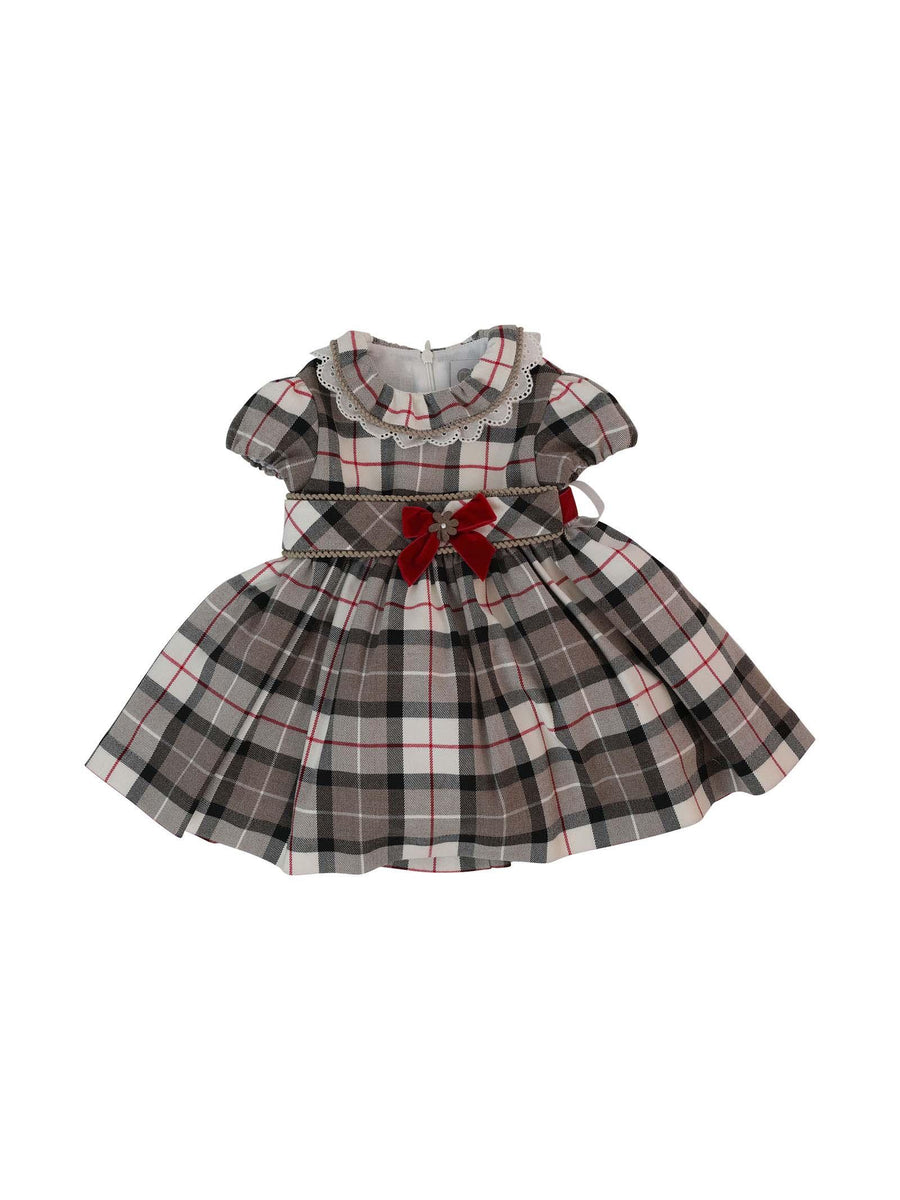 Abito scozzese con fiocco in velluto IF1501 C2829 Marlù 