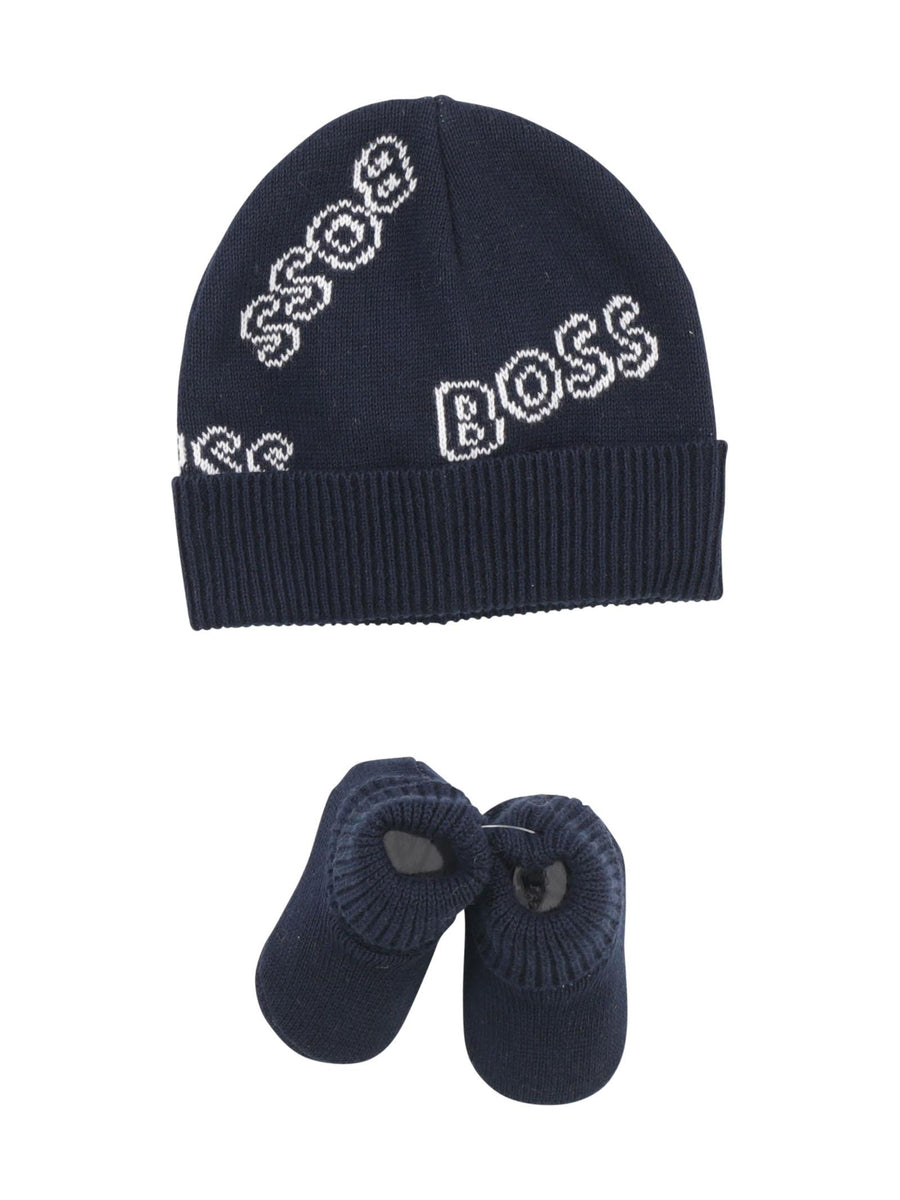 Set cappello e babbucce blu J98386 MARINE Boss 