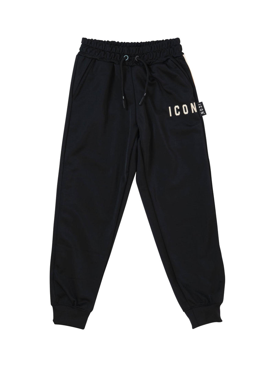 Pantalone in tuta Icon nero con bande laterali avorio P00781 NERO Icon 