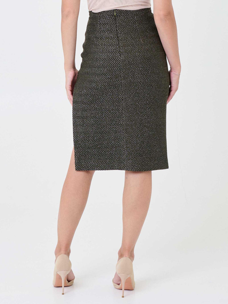 Gonna a vita alta Pho Firenze verde militare in filo lurex 4324070 MILITARY PHO FIRENZE 