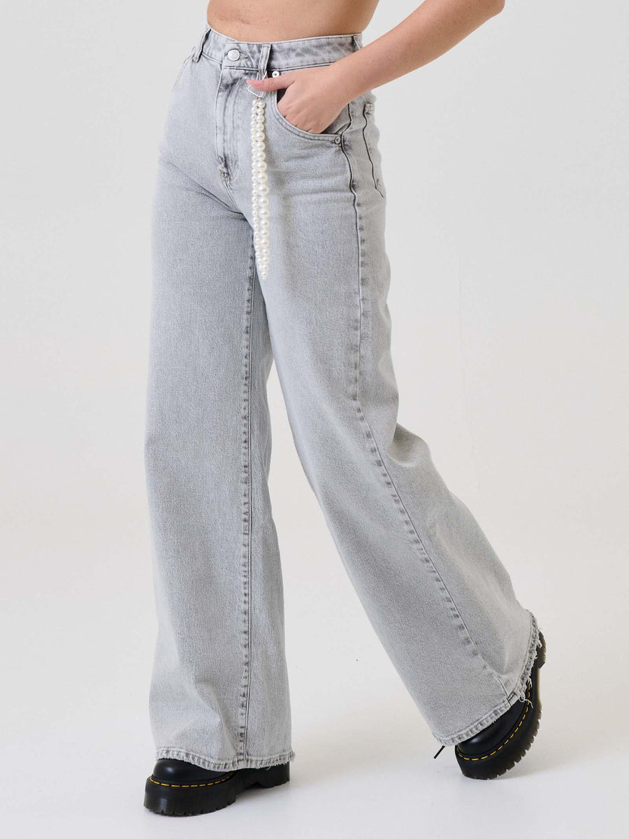 Jeans "Icon Lexie" Vicolo grigio con catena DF5127 GRIGIO Vicolo 
