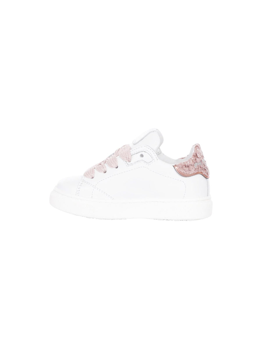 Sneakers bambina Philippe Model bianche con talloncino in ciniglia rosa 78516 1 Philippe Model 