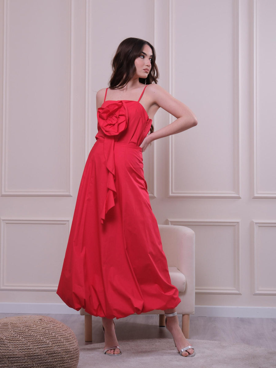 Top rosso in cotone con maxi rosa sul fronte RFZ2HKU ROSSO Imperial 