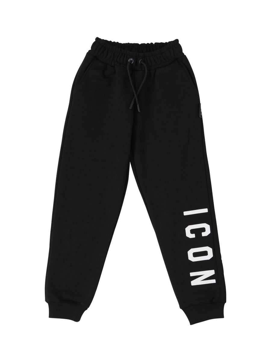 Pantalone in tuta Icon nero con stampa logo su gamba P00747 NERO Icon 