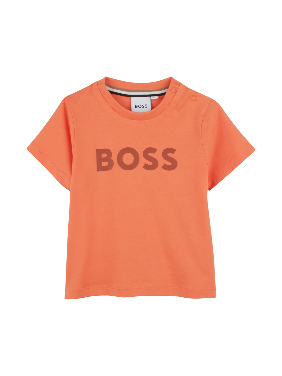 T-Shirt Boss arancione con logo frontale J52105 415 Boss 