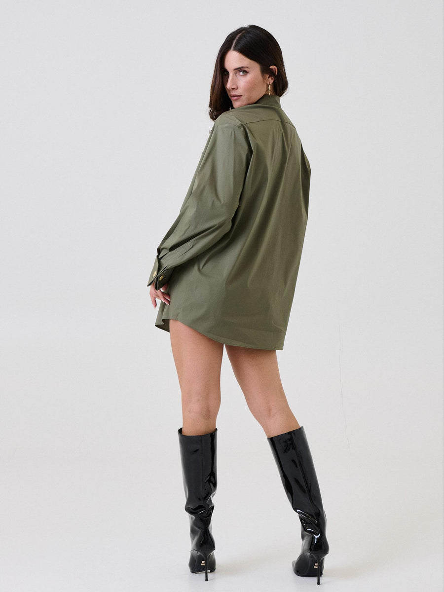 Camicia "sherlock" Silence Limited verde militare con clip gioiello CA7019 MILITARY Silence Limited 