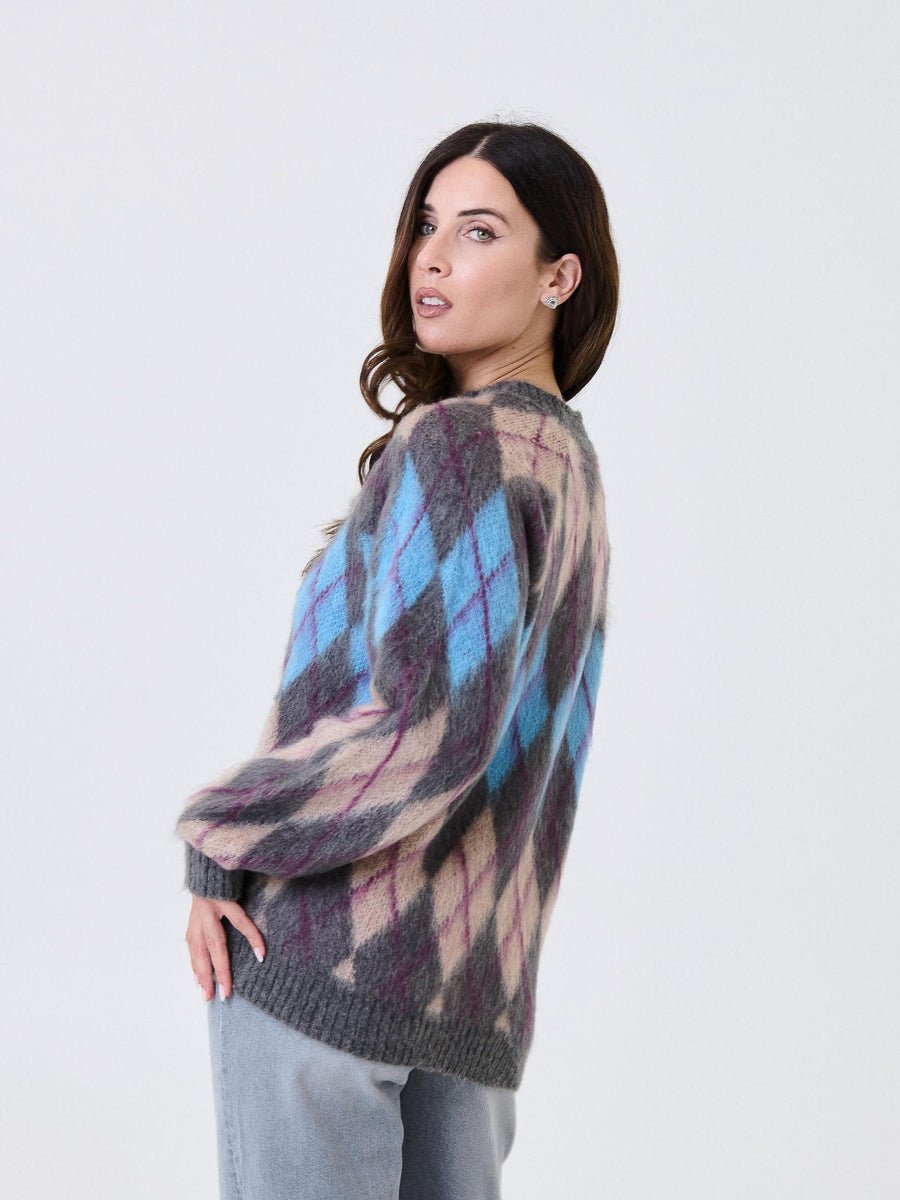 Maglione a rombi Kontatto multicolor 3M0907C ANTRACITE kontatto 