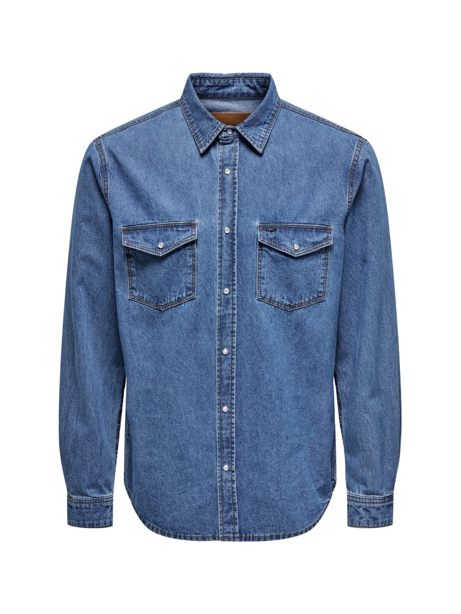 Camicia bane Only & Sons blu in denim 22023247 MEDIUMBLUE Only & Sons 