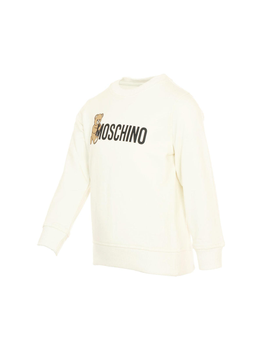 Felpa Moschino bianca con stampa teddy logo frontale HPF08V 10063 Moschino 
