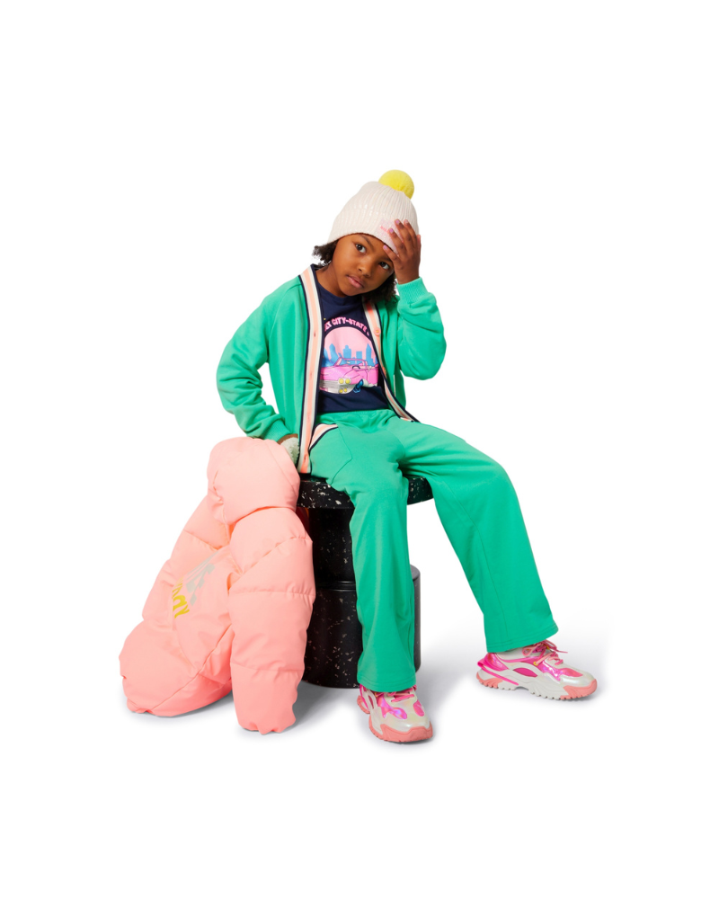 Cardigan Billie Blush verde con patch LOVE e dettagli rosa U21390 71E Billie Blush 