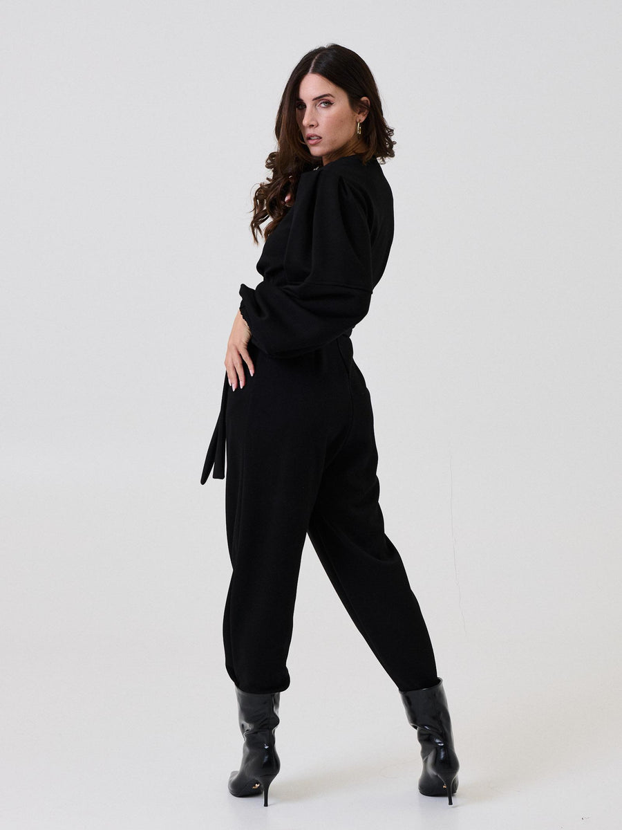 Jumpsuit Bohemian Vì nera con zip centrale BHTUT004 BLACK Bohemian V 