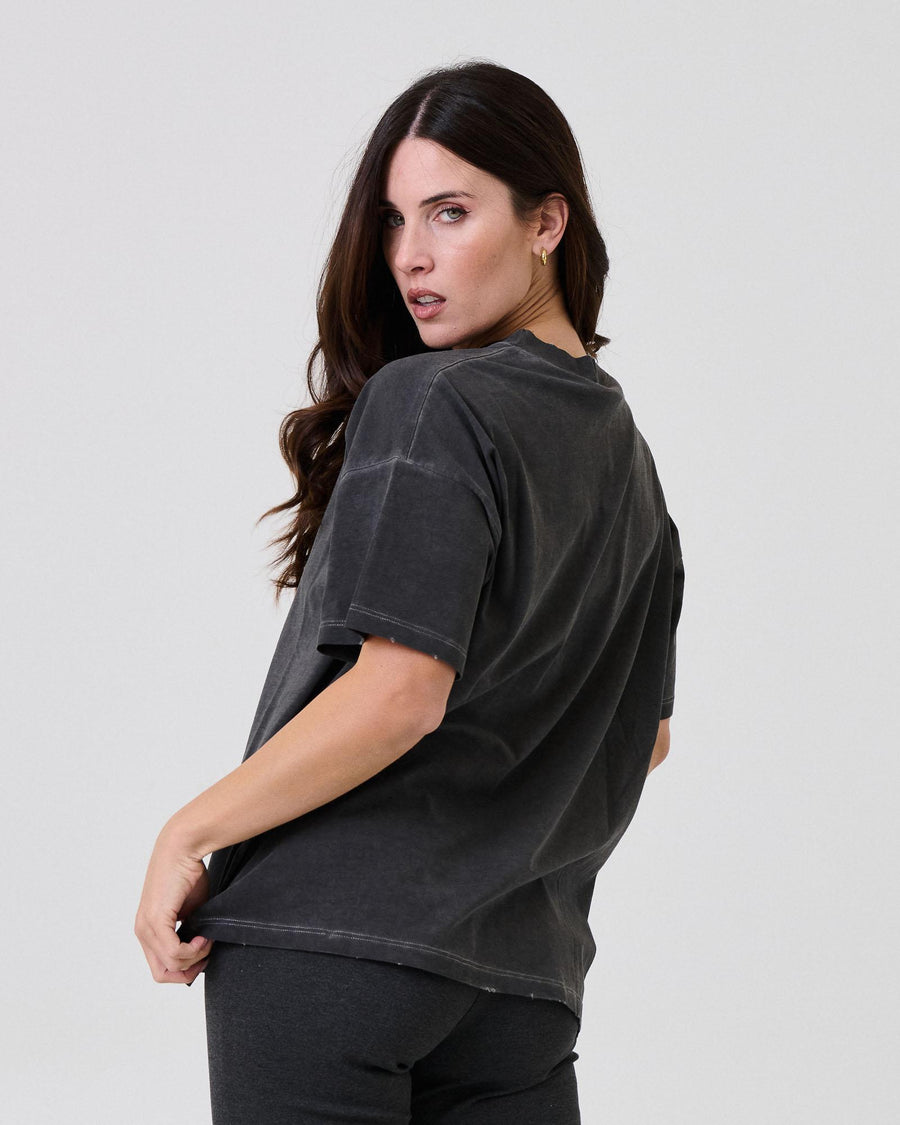 T-Shirt over Vicolo grigia effetto used con stampa mano corna VCL RF0377 UNI Vicolo 