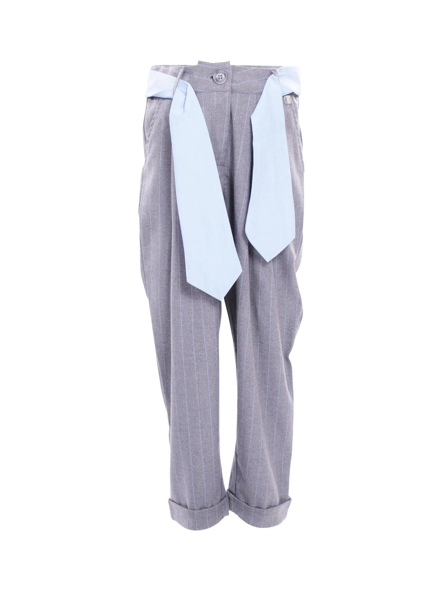 Pantalone Manila Grace taglio maschile grigio gessato MFJF24P140 GRIGIO Manila Grace 