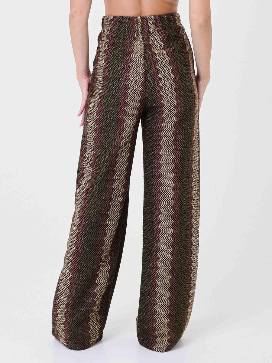 Pantalone a vita alta Pho Firenze verde oro e marrone in filo lurex 5424009CC3 GLAMOUR PHO FIRENZE 