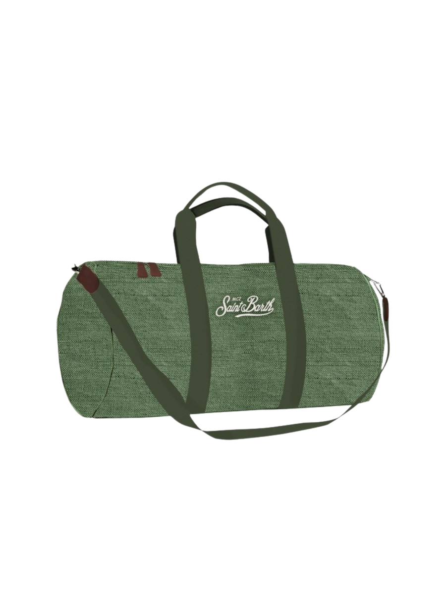 Borsa sportiva MC2 Saint Barth "Jetleg round linen" verde effetto denim JTEL008 01860H MC2 SAINT BARTH 