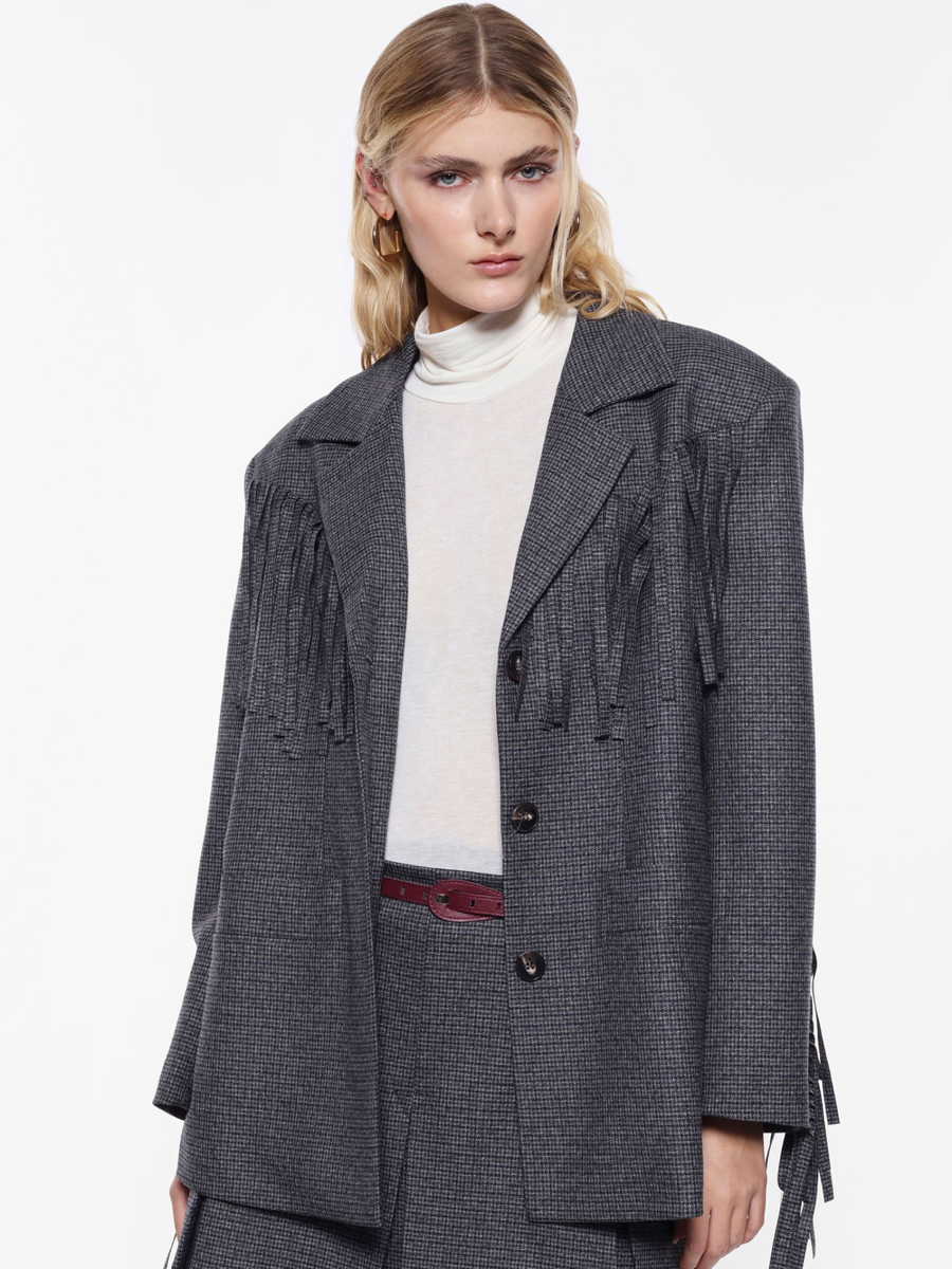 Blazer Imperial grigio e nero con frange e fantasia melange JAT6IQHC GRIGIO/NERO Imperial 