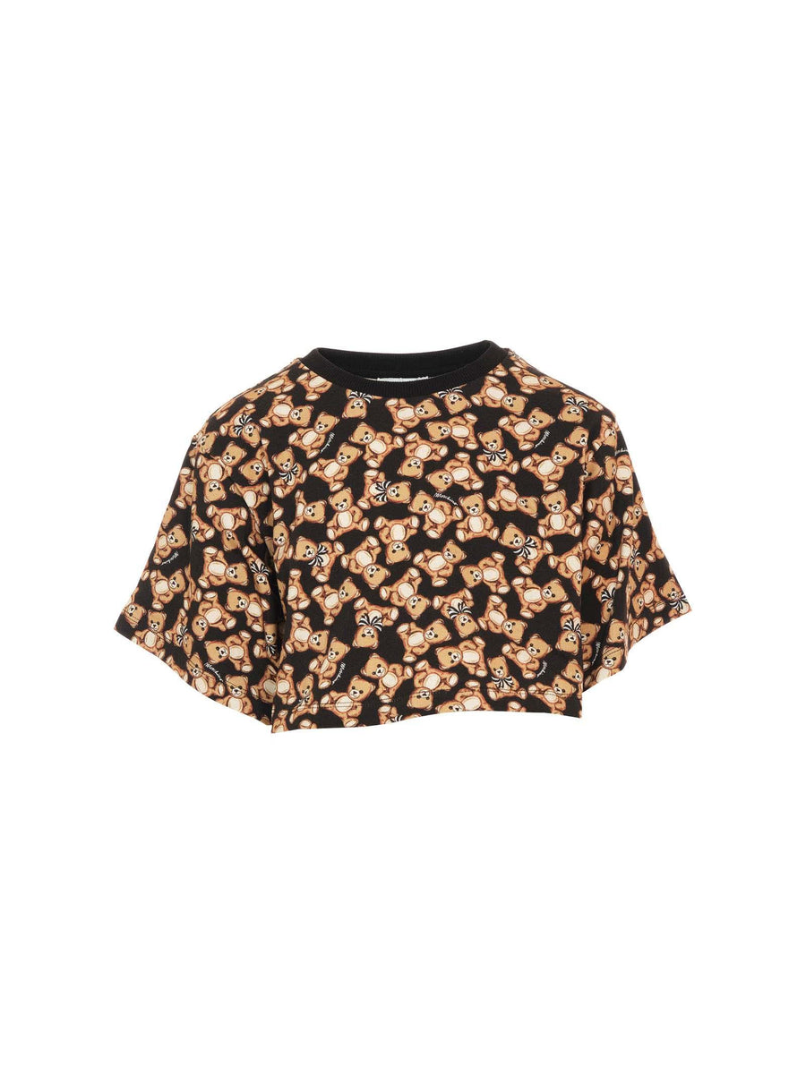 T-Shirt over Moschino nera con stampa all over orsetti HBM062 84923 Moschino 