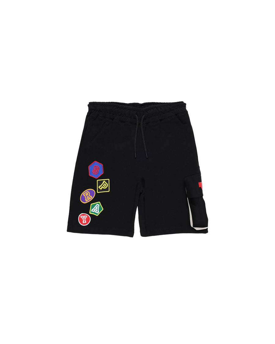 Bermuda Sprayground nero con ricamo lettere logo e tasca cargo SPY1233E BLK Sprayground 