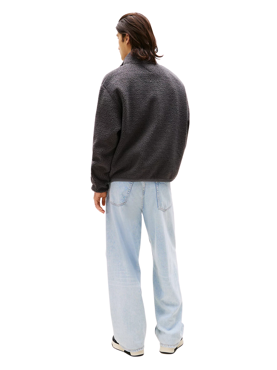 Felpa relaxed fit in sherpa Tommy Hilfiger nero con zip e logo DM0DM22078 PT2 Tommy Hilfiger 