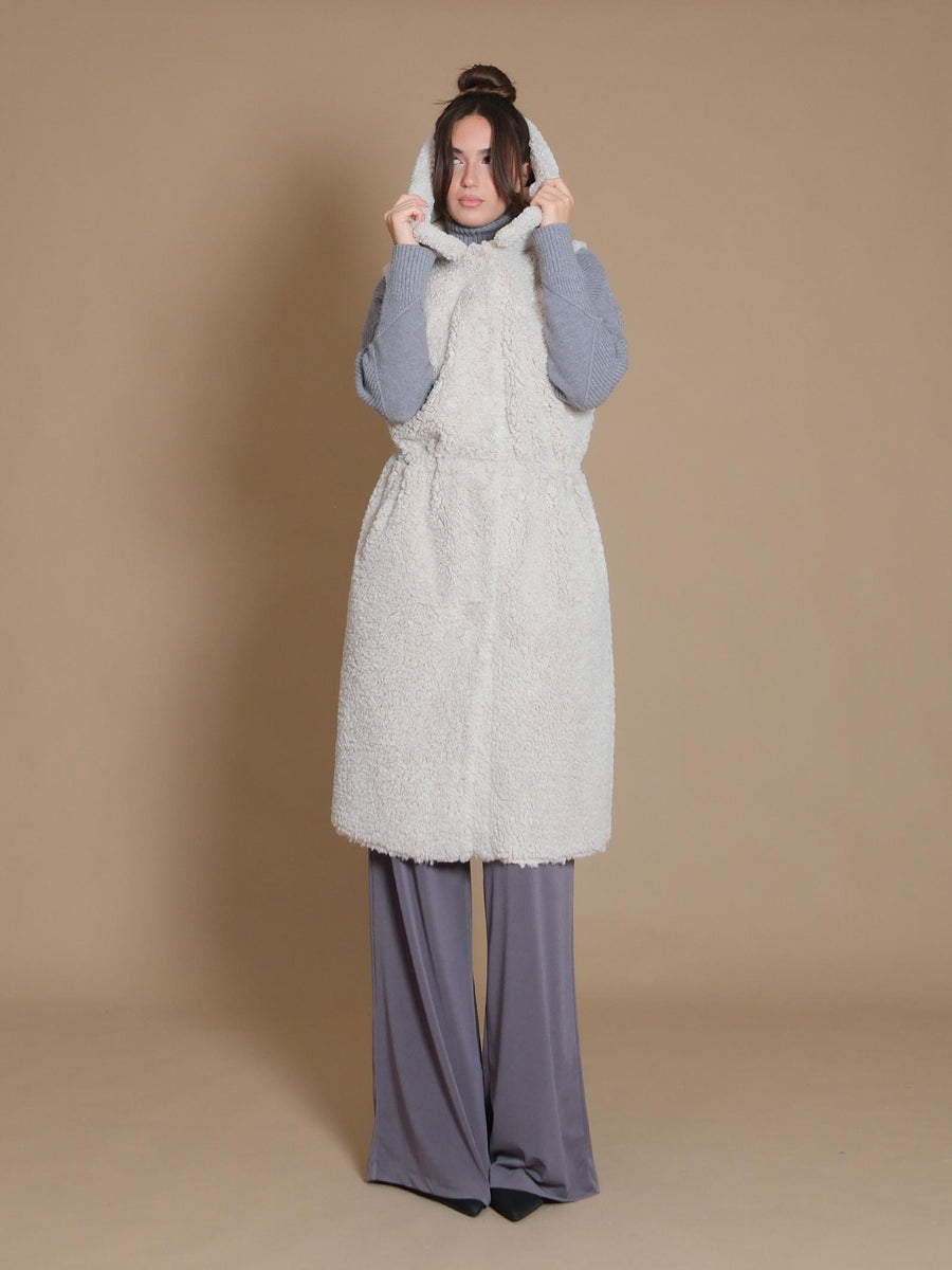 Cappotto Rino&Pelle reversibile bianco teddy cappuccio Ginny.7002411 BIR Rino & Pelle 