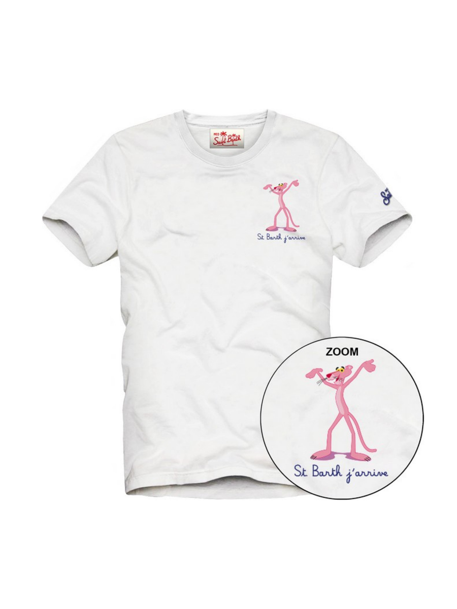 T-Shirt Saint Barth bianca "st. barth j'arrive" pantera rosa TSHM001 05390H MC2 SAINT BARTH 
