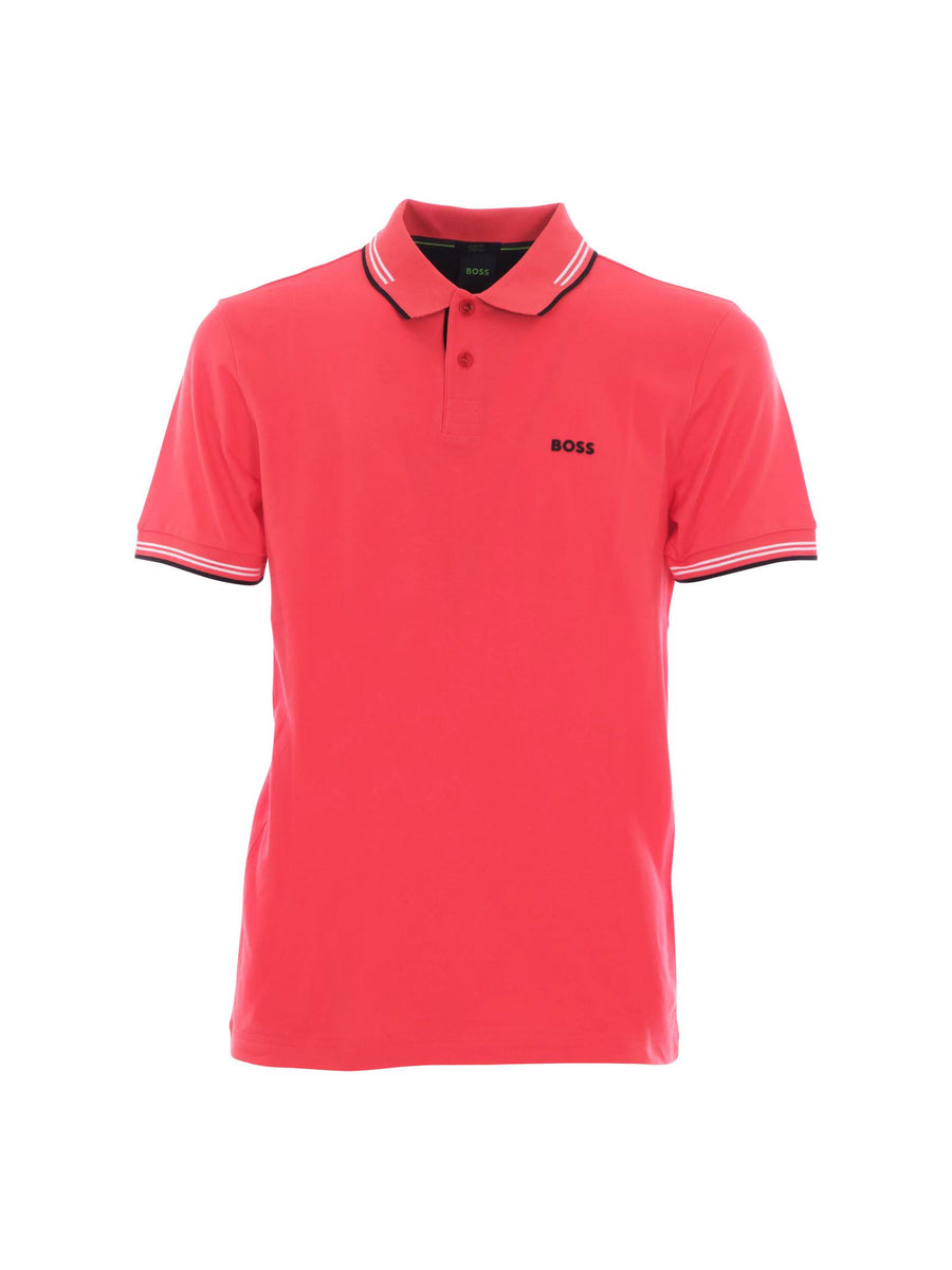 Polo Boss rossa con profili a righe 50506193 641 Boss 