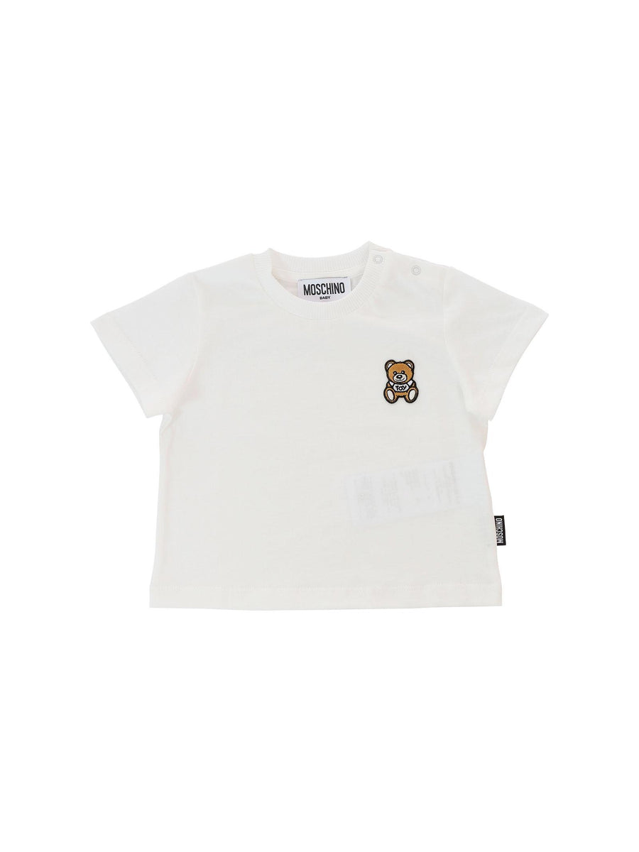T-Shirt Moschino bianca con teddy iconico in rilievo MUM04E 10063 Moschino 