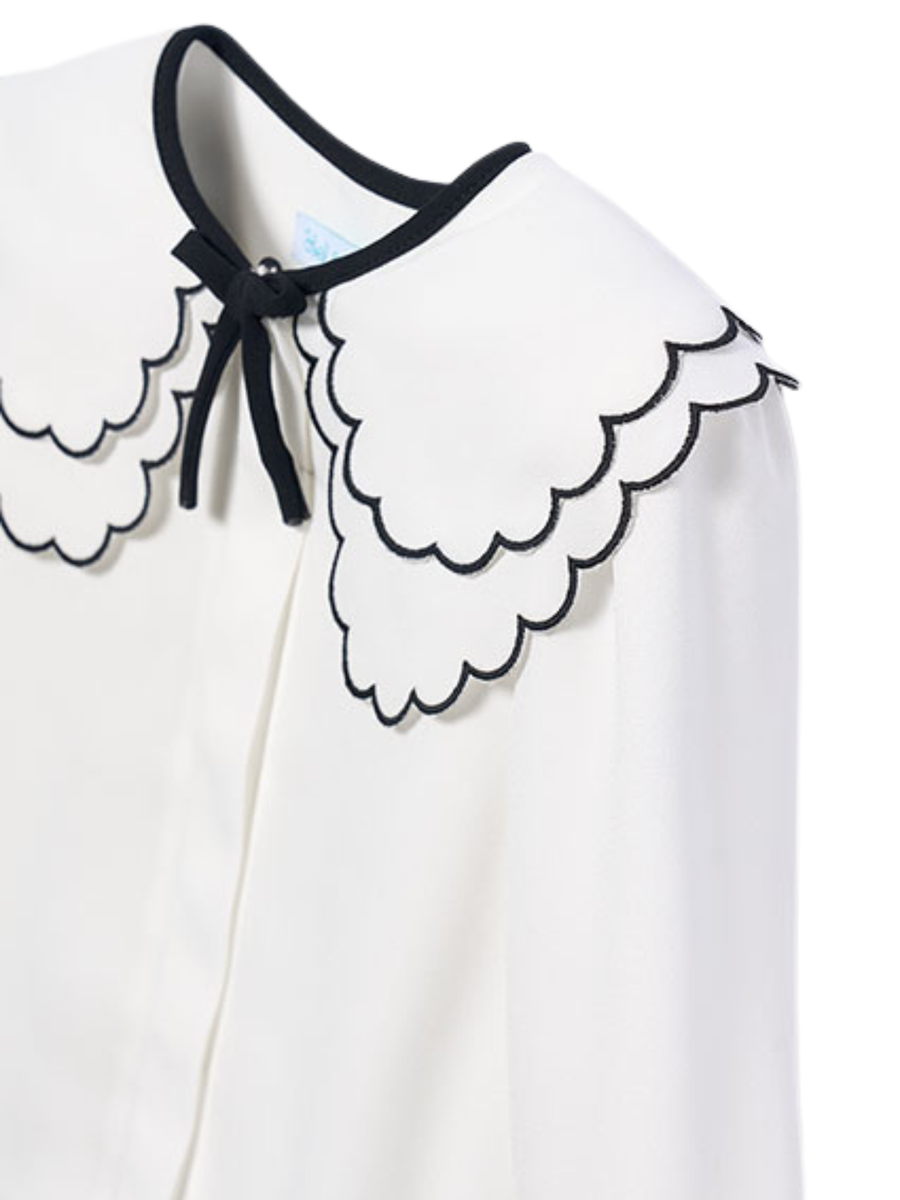 Camicia chiffon Abel & Lula bianca con colletto ricamato 5612 Crema Abel & Lula 