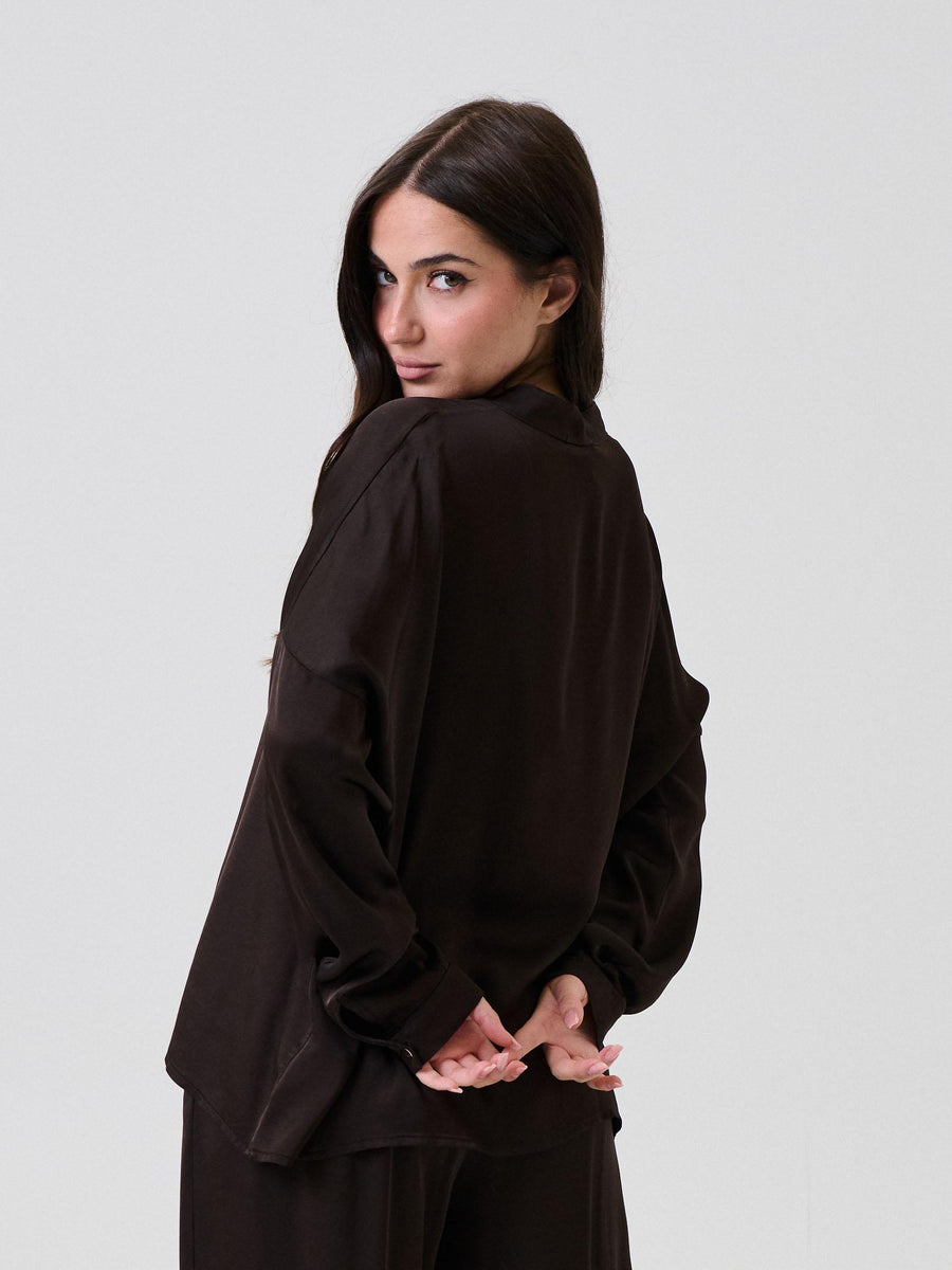 Camicia satinata Armoire marrone scuro F9240C22R MOKA Armoire 