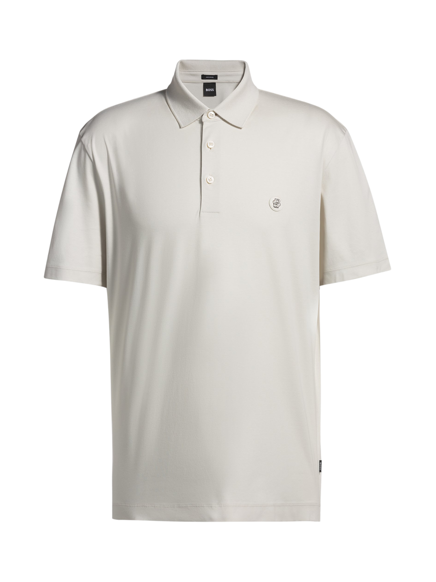 Polo Boss bianca con doppio monogramma 50520297 100 Boss 