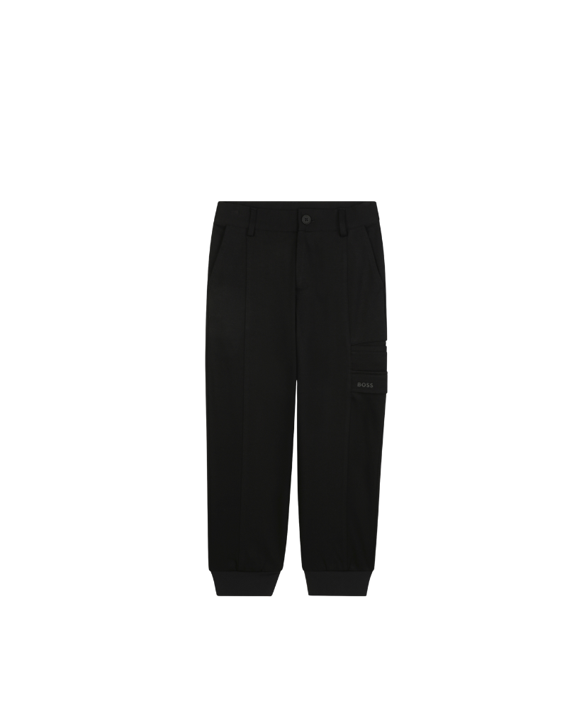 Pantalone cargo Boss nero con logo su tascone tono su tono J52296 09B Boss 