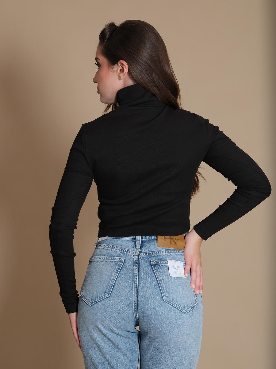 Dolcevita Calvin Klein collo alto a costine slim nero J20J224196 BEH Calvin Klein 