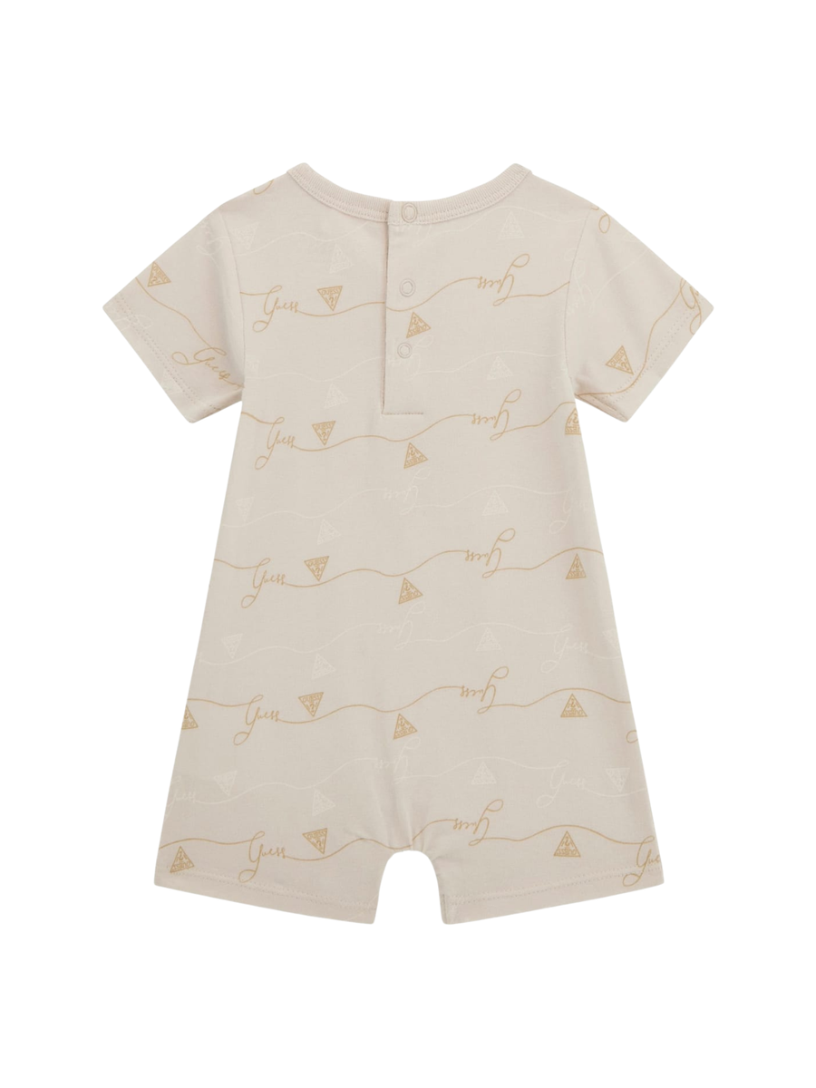 Tutina Guess beige stampa all over con logo iconico frontale H5GW00K6YW1 G9L9 Guess 