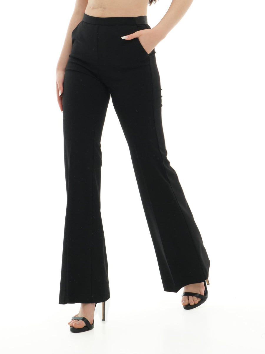 Pantalone a vita alta Imperial nero a zampa con dettagli in raso P3E9JAW NERO Imperial 