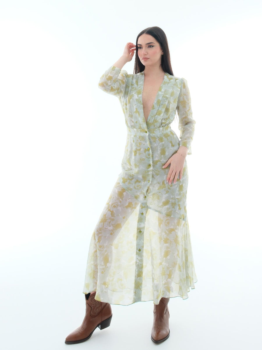 Abito "Julia" Silence Limited verde con stampa floreale AB4086 GREEN Silence Limited 