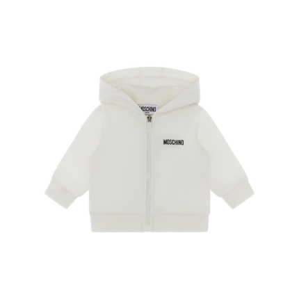 Felpa con cappuccio Moschino bianca con logo e orsetto stampato sul retro MUF065 10063 Moschino 