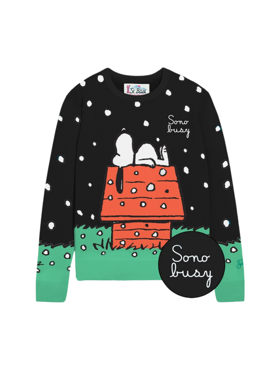Maglione "c_snoopy busy" Saint Barth nero e verde QUE0018 04020G MC2 SAINT BARTH 