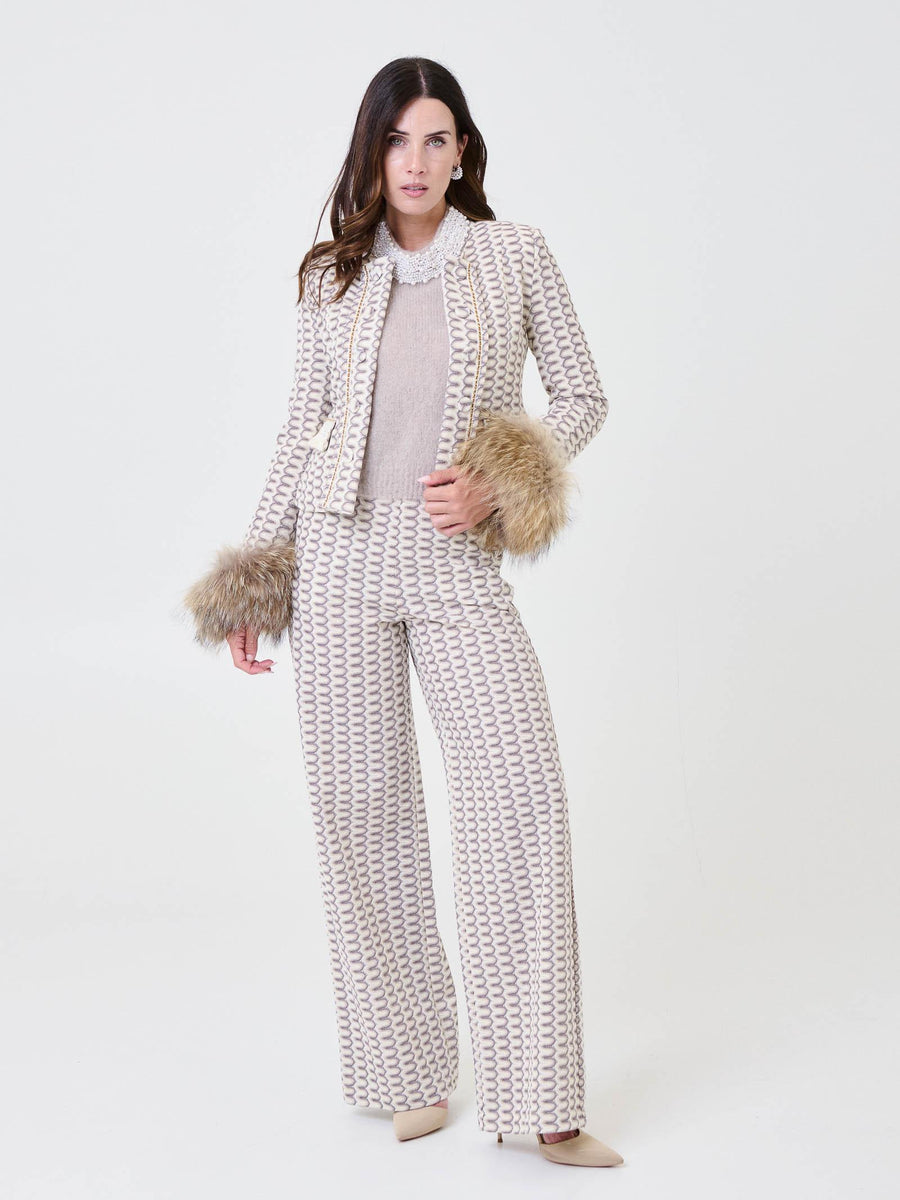 Pantalone traforato Pho Firenze beige e grigio a vita alta 5424009 CHARME PHO FIRENZE 